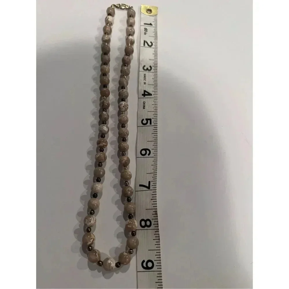 Vintage‎ Unmarked Beaded Synthetic Pearl Chain Necklace Jewelry 9”